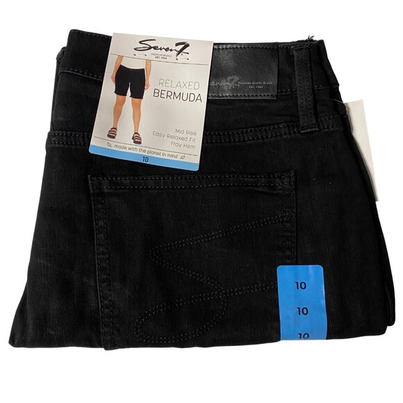 Seven7 Womens Relaxed Bermuda Shorts Black Cotton Blend Size 10 NWT - Picture 10 of 10
